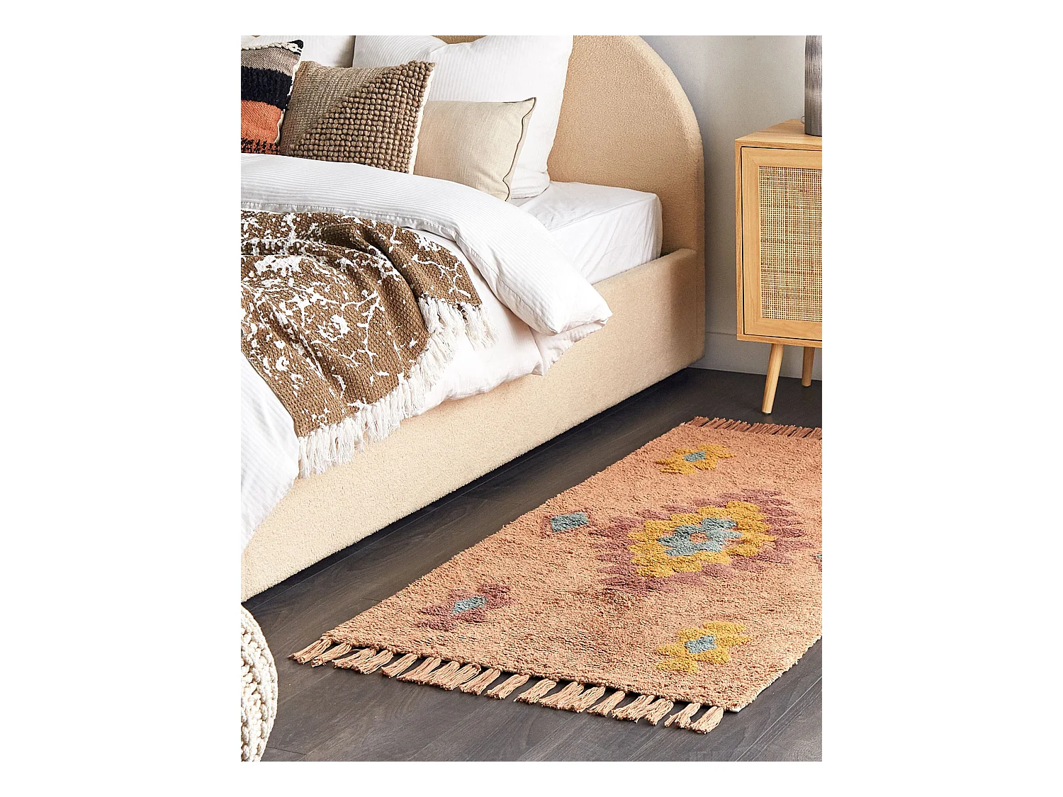 Teppich Baumwolle orange 80 x 150 cm geometrisches Muster IGDIR