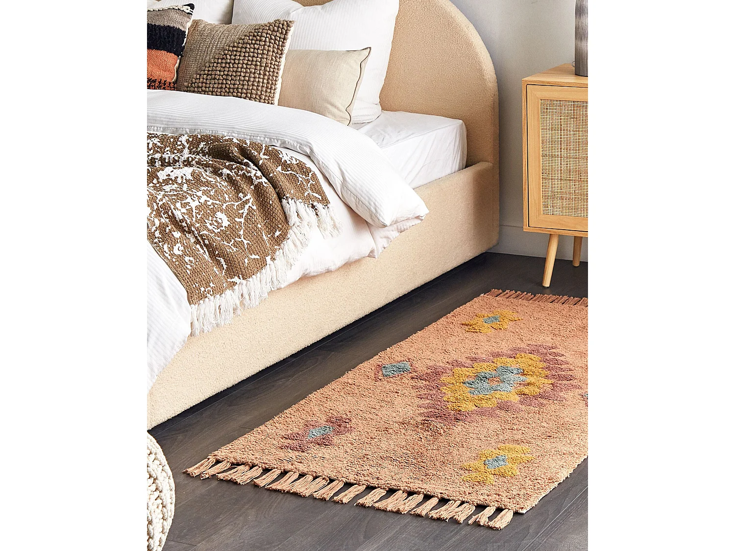 Teppich Baumwolle orange 80 x 150 cm geometrisches Muster IGDIR