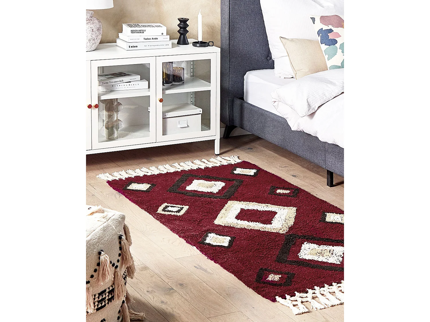 Teppich Baumwolle rot 80 x 150 cm geometrisches Muster SIIRT