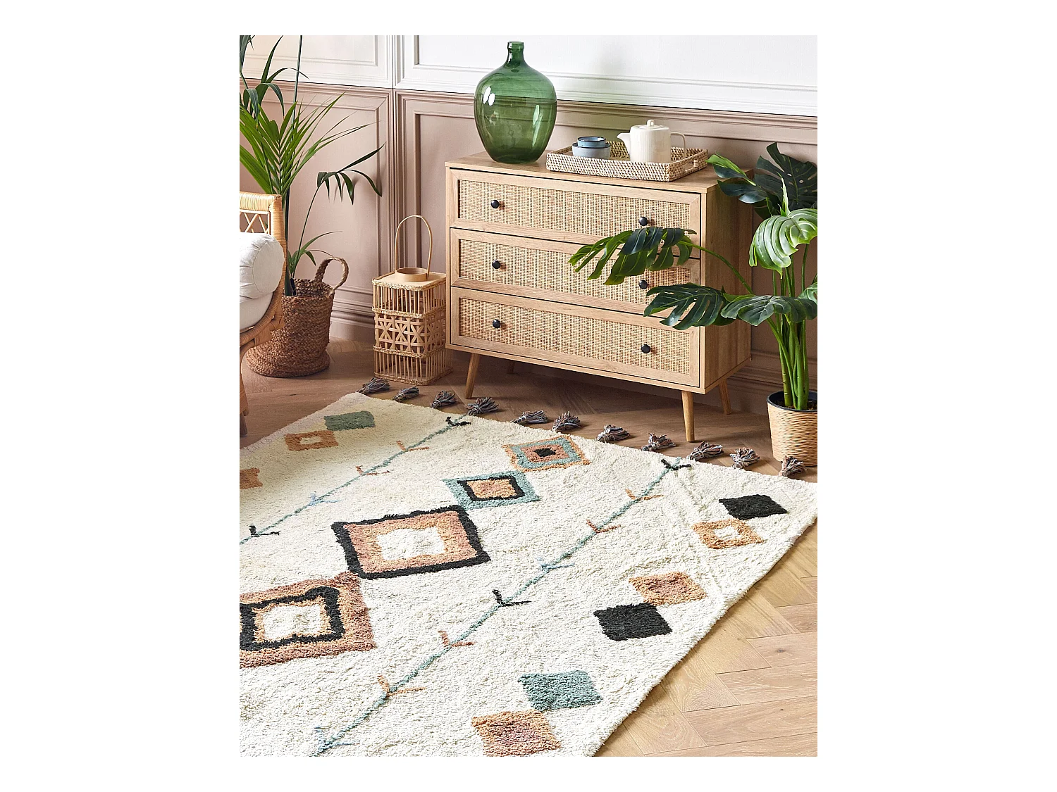 Tapis ESKISEHIR Beige 140 x 200 cm Coton