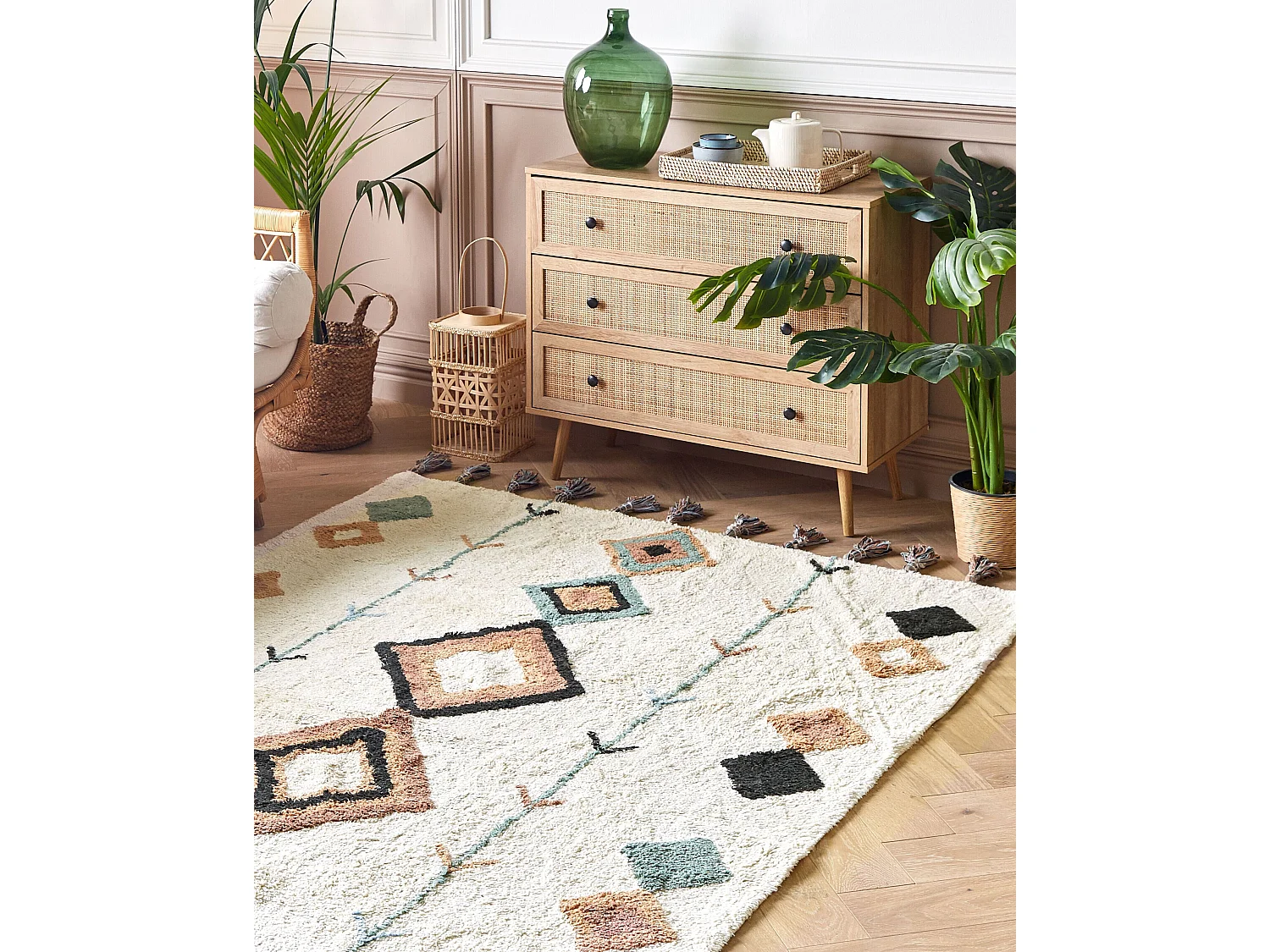 Tapis ESKISEHIR Beige 140 x 200 cm Coton