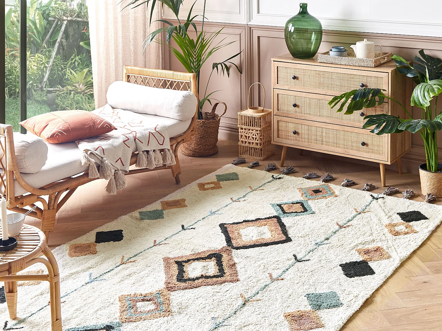 Rug ESKISEHIR Beige 140 x 200 cm Cotton