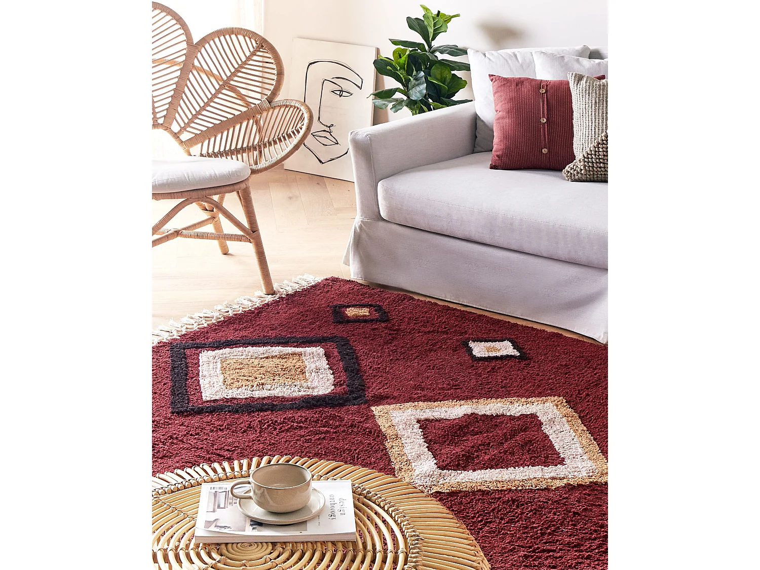 Tapis SIIRT Rouge 160 x 230 cm Coton