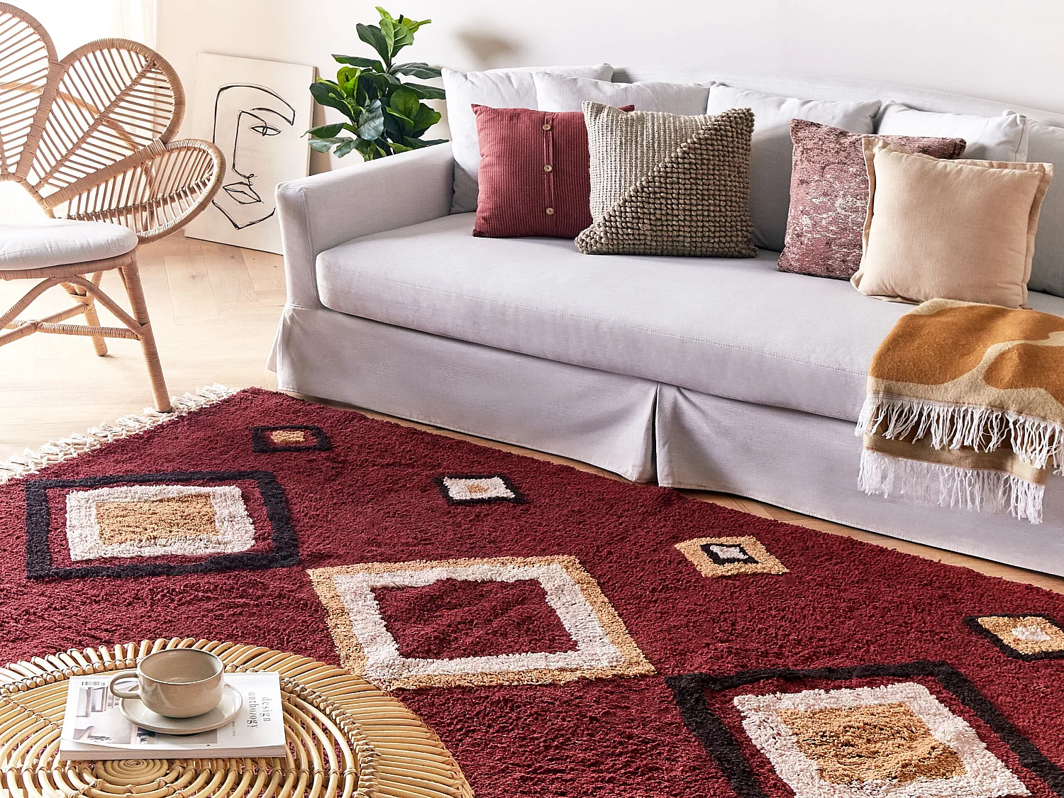 Teppich Baumwolle rot 160 x 230 cm geometrisches Muster SIIRT