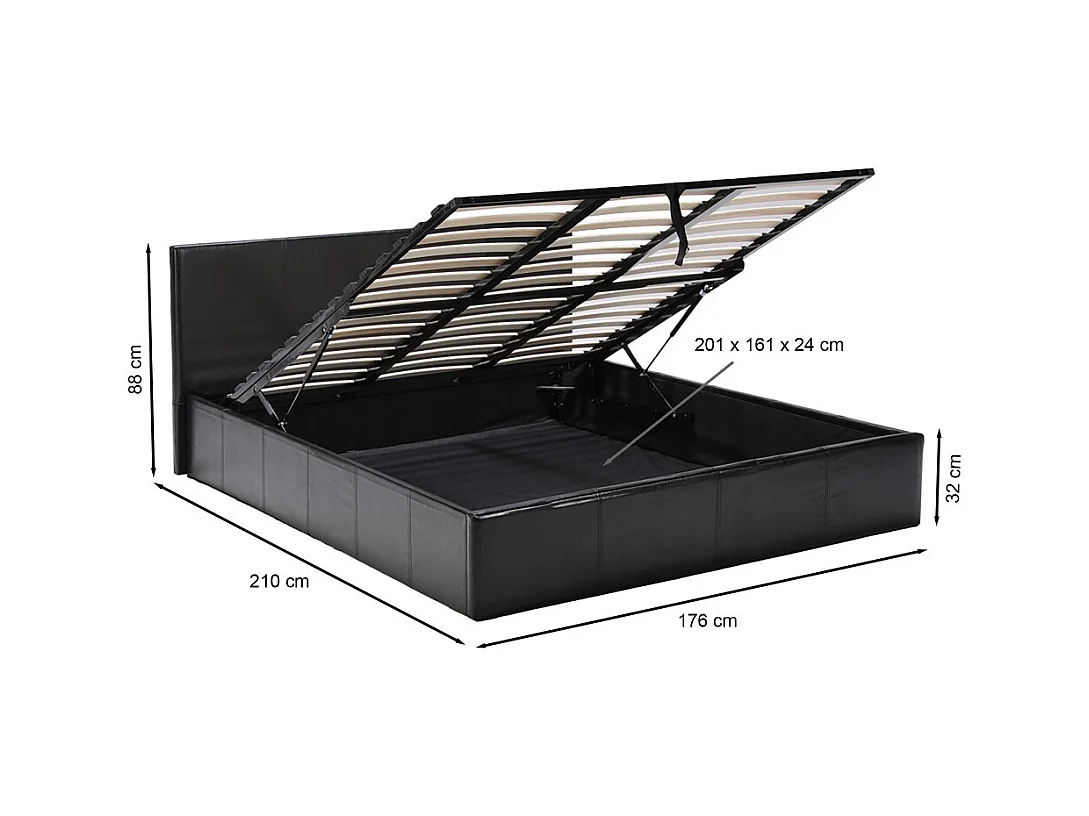 Lit coffre 160x200 BARCELONA + 1 sommier / Noir