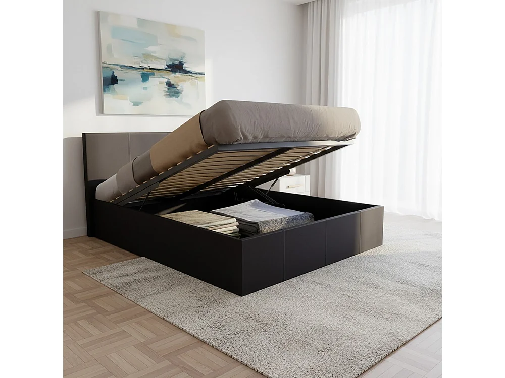 Lit coffre 160x200 BARCELONA + 1 sommier / Noir