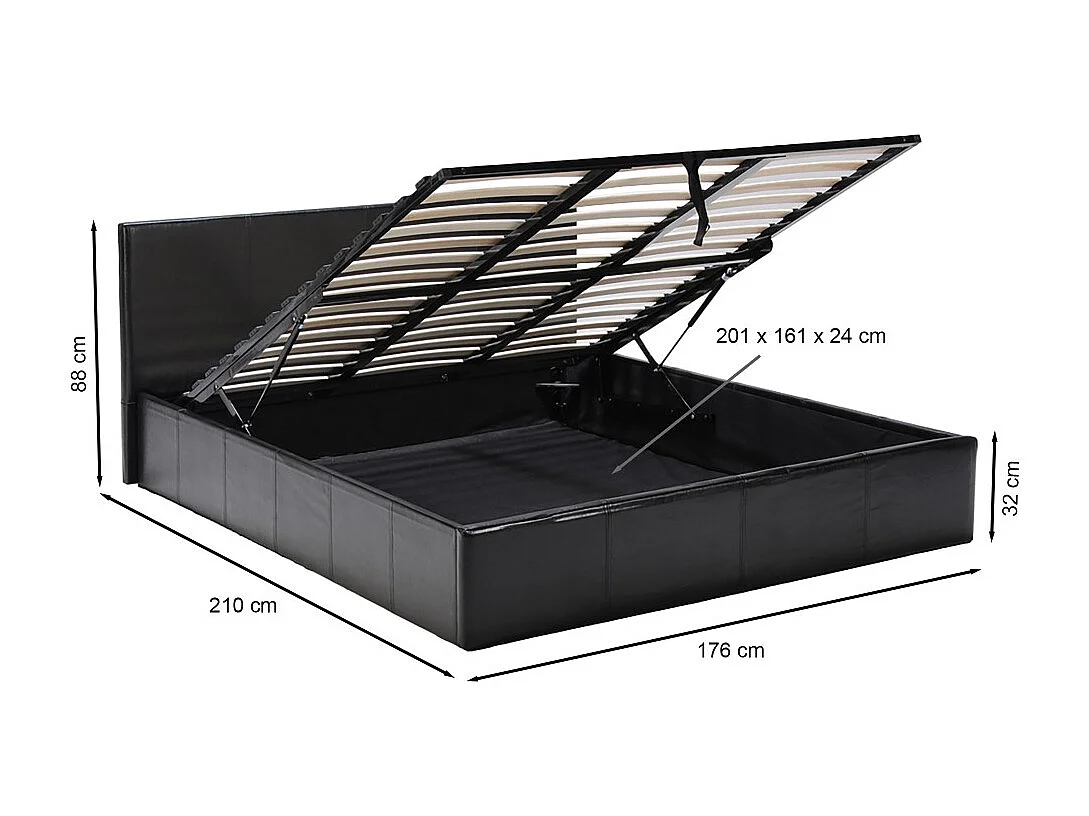Lit coffre 160x200 BARCELONA + 1 sommier / Noir