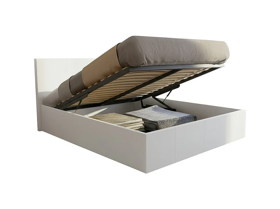 Lit coffre 160x200 BARCELONA + 1 sommier / Blanc