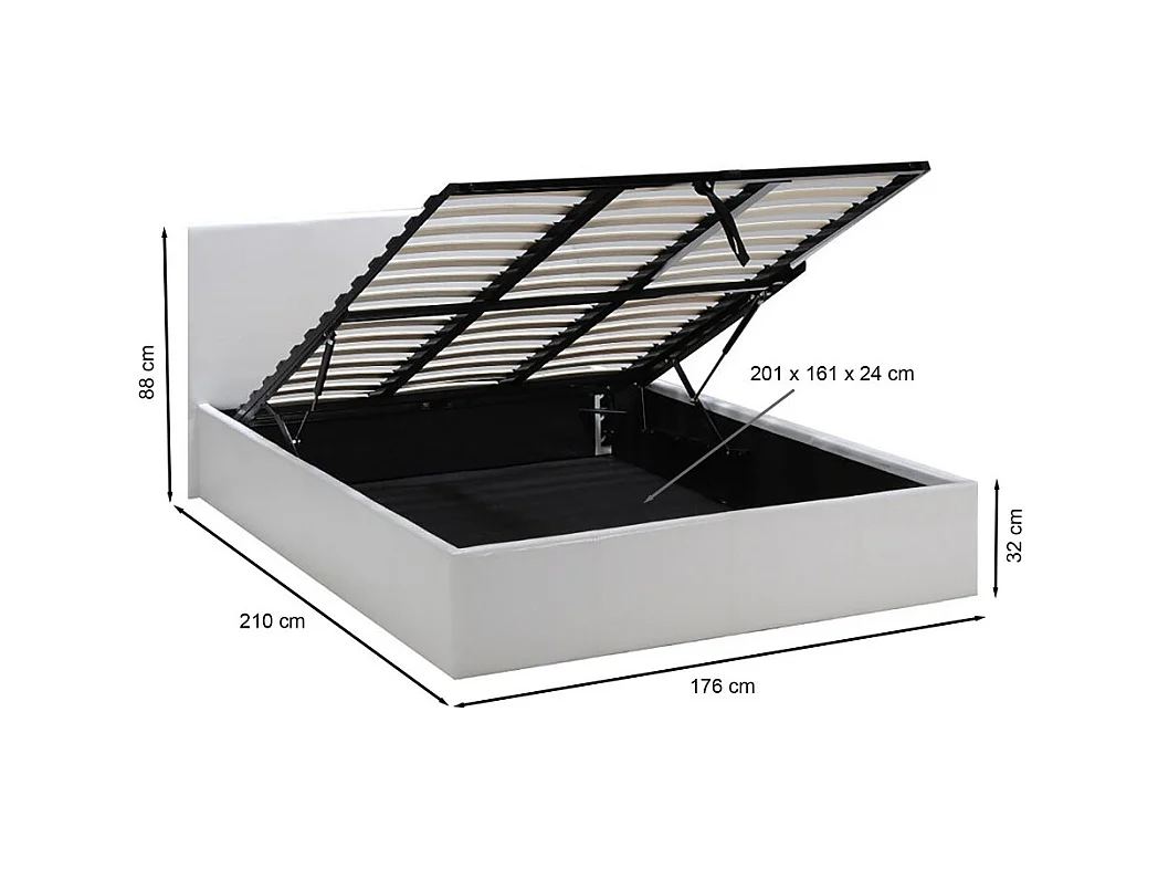 Lit coffre 160x200 BARCELONA + 1 sommier / Blanc