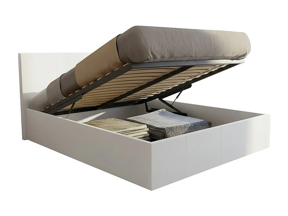 Lit coffre 160x200 BARCELONA + 1 sommier / Blanc