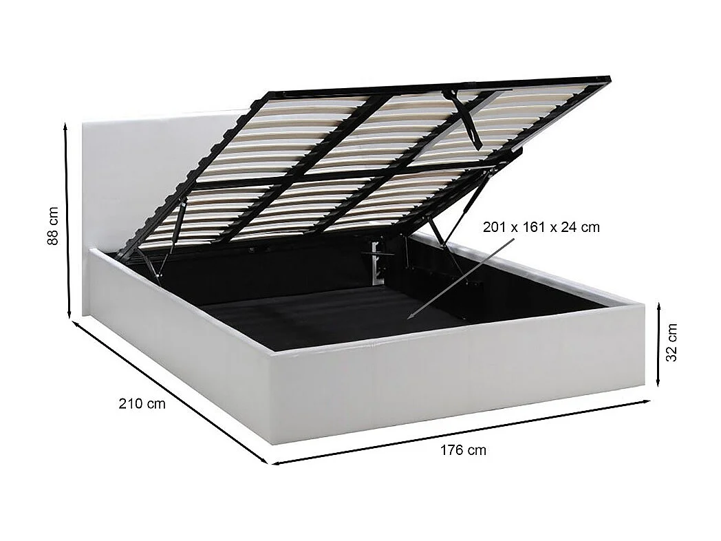 Lit coffre 160x200 BARCELONA + 1 sommier / Blanc