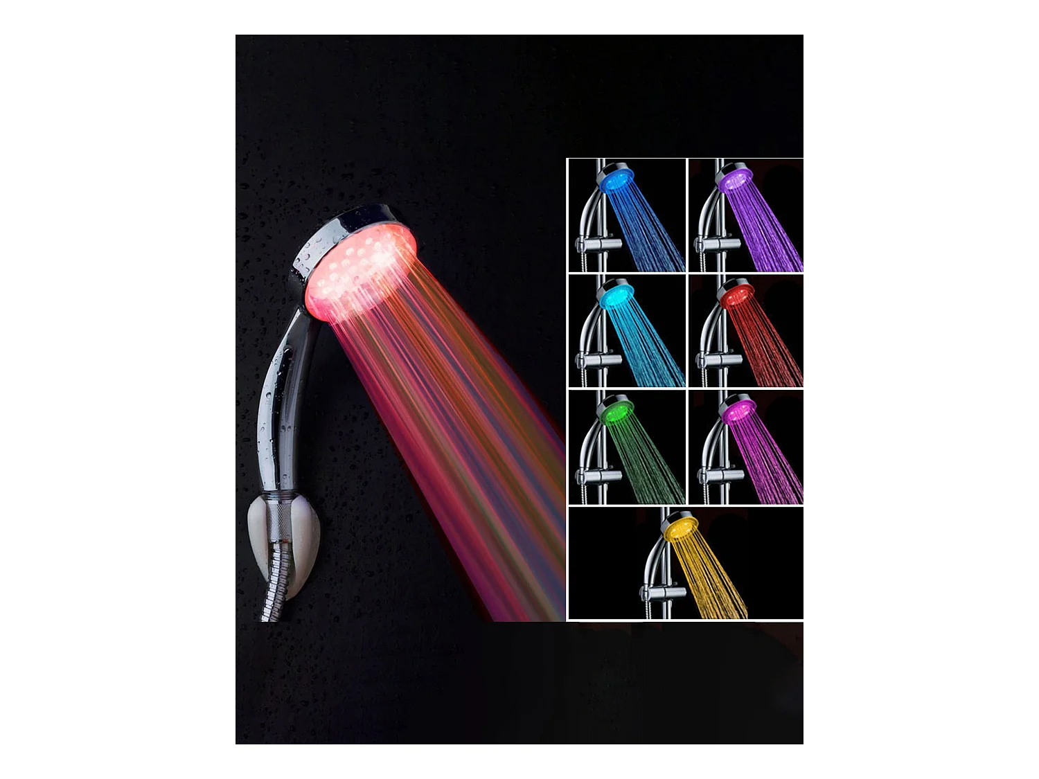 Douchekop RAINBOW Met LED-verlichting Zilver