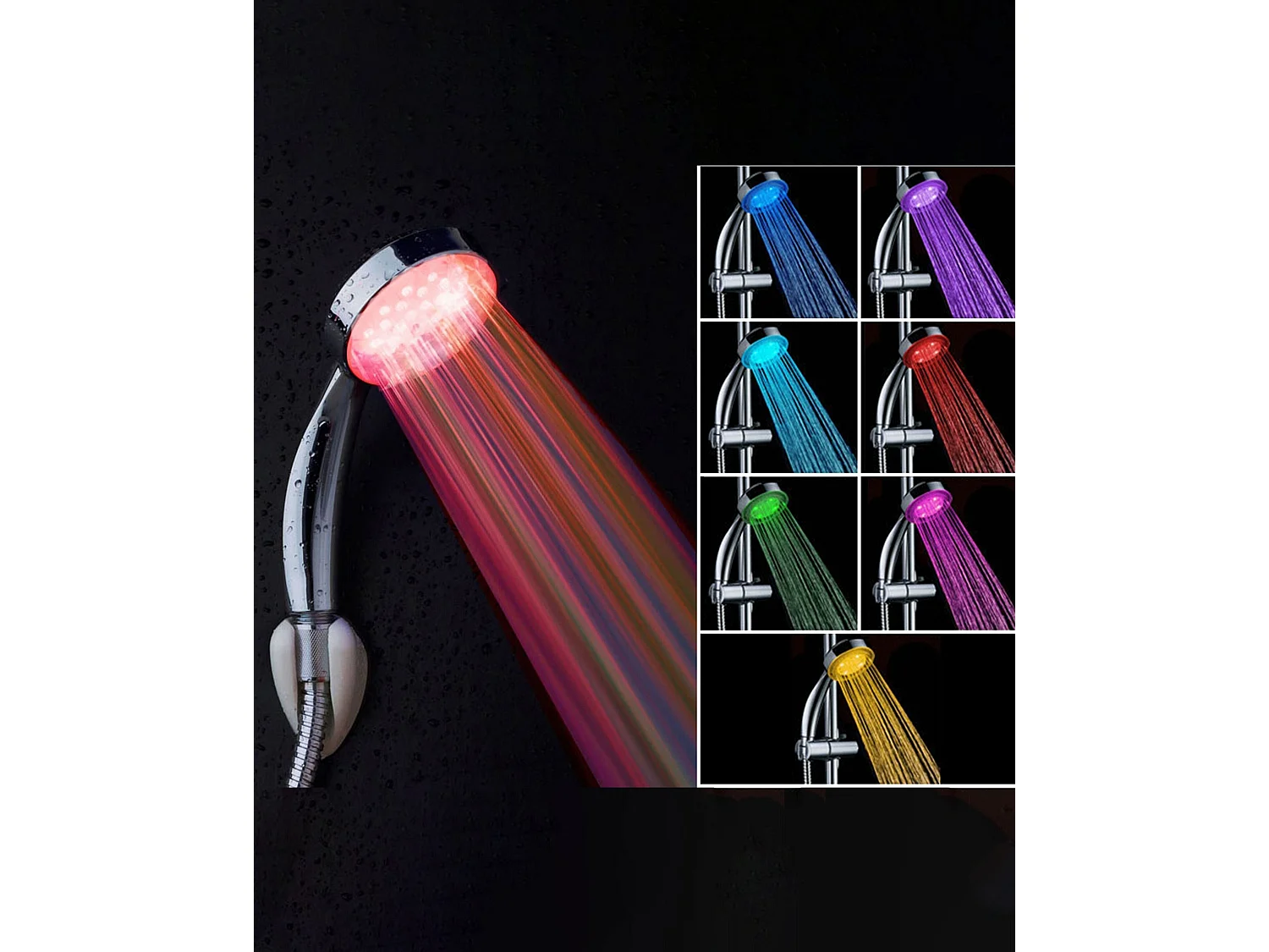 Douchekop RAINBOW Met LED-verlichting Zilver