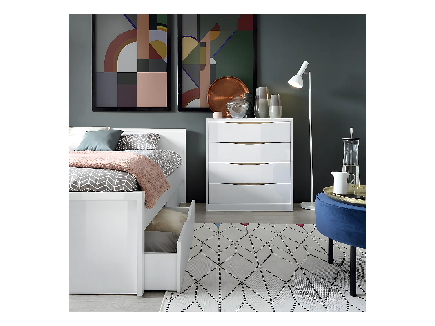 Lit 160x200 Salome Blanc