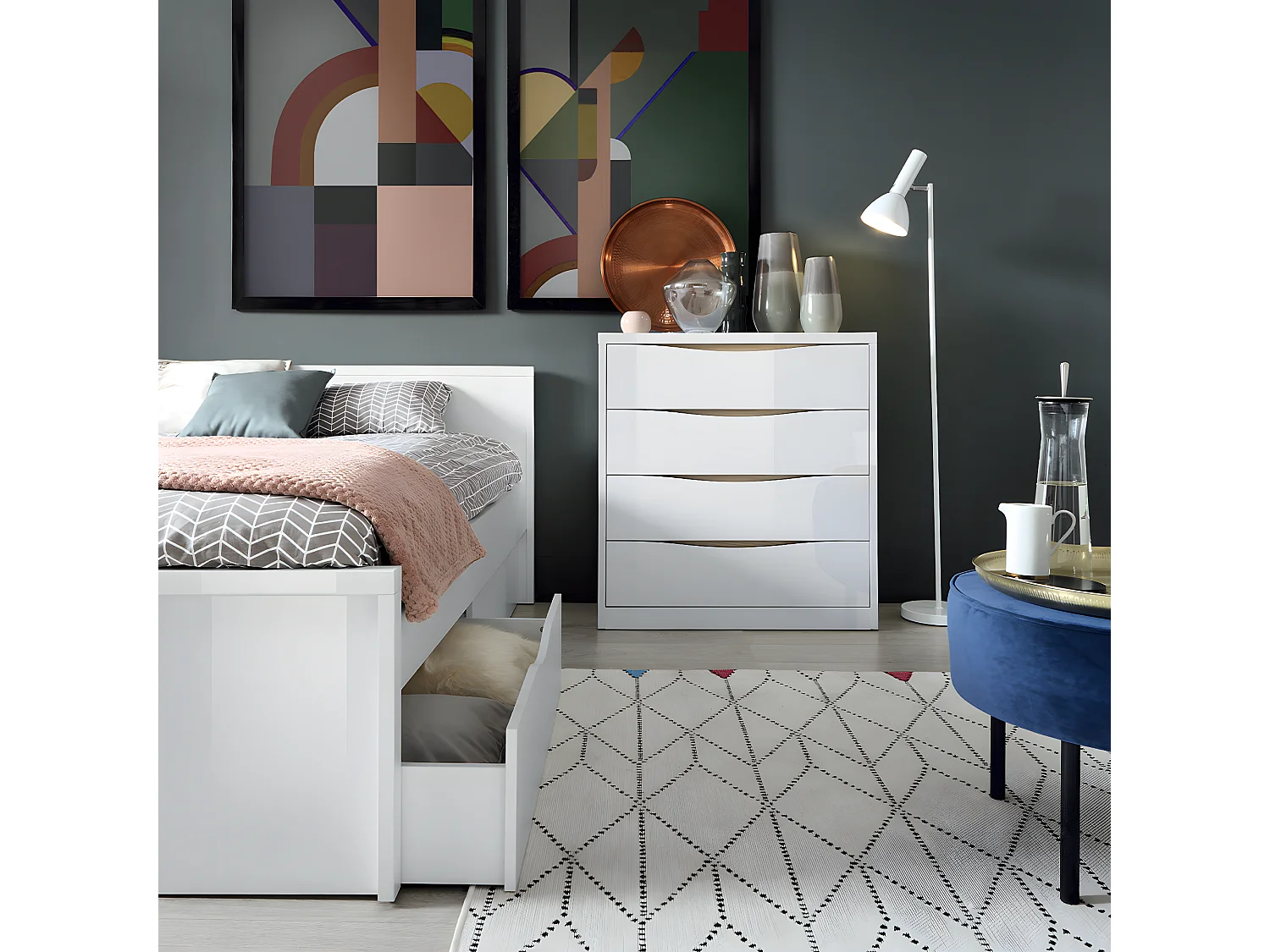 Lit 160x200 Salome Blanc