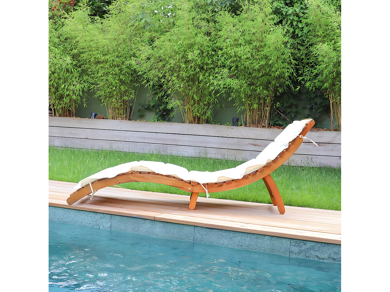 Bain de soleil pliant avec coussin écru - Tyka
