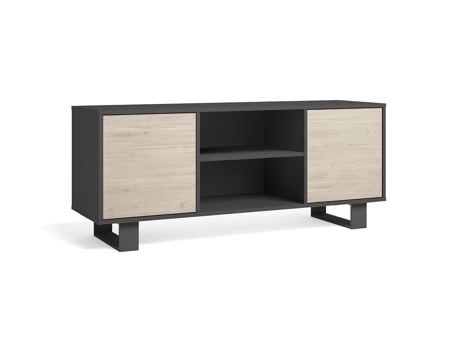 Televisiemeubels, Windmodel, 137x40x57cm, Eetkamer, Grijs en eiken, Moderne stijl