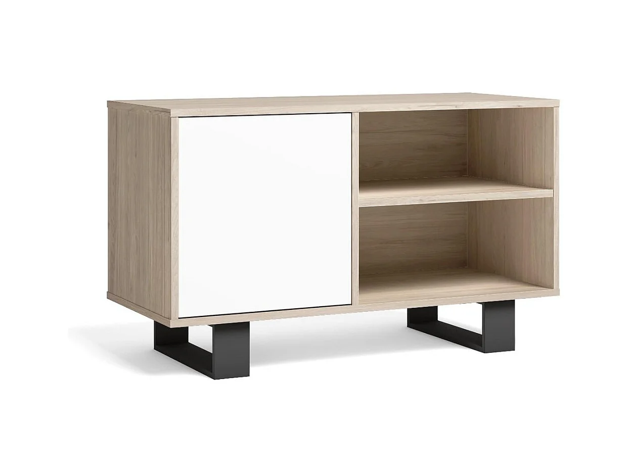 Televisiemeubels, Windmodel, 95x40x57cm, Eetkamer, Eik en wit, Moderne stijl