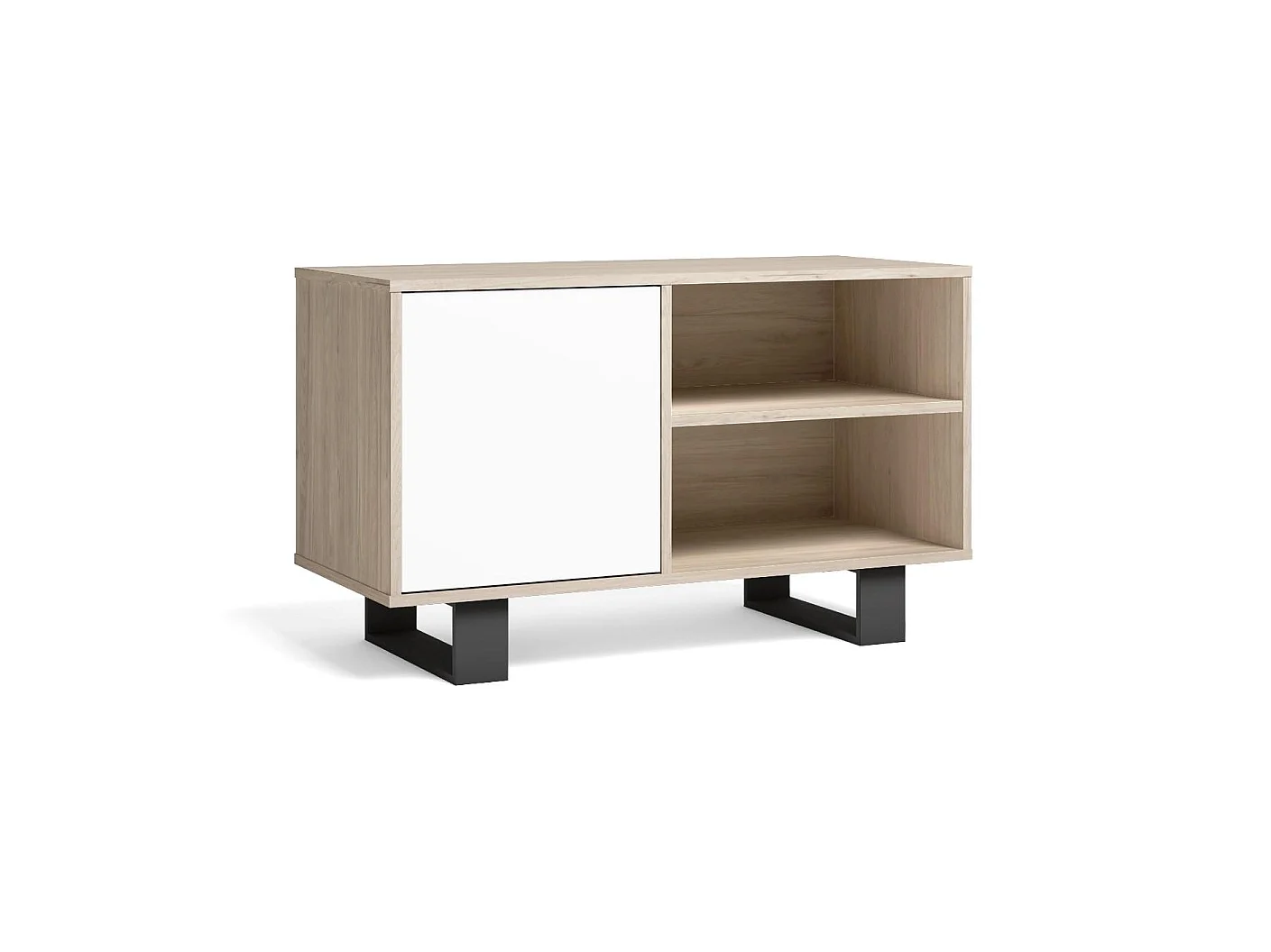 Televisiemeubels, Windmodel, 95x40x57cm, Eetkamer, Eik en wit, Moderne stijl