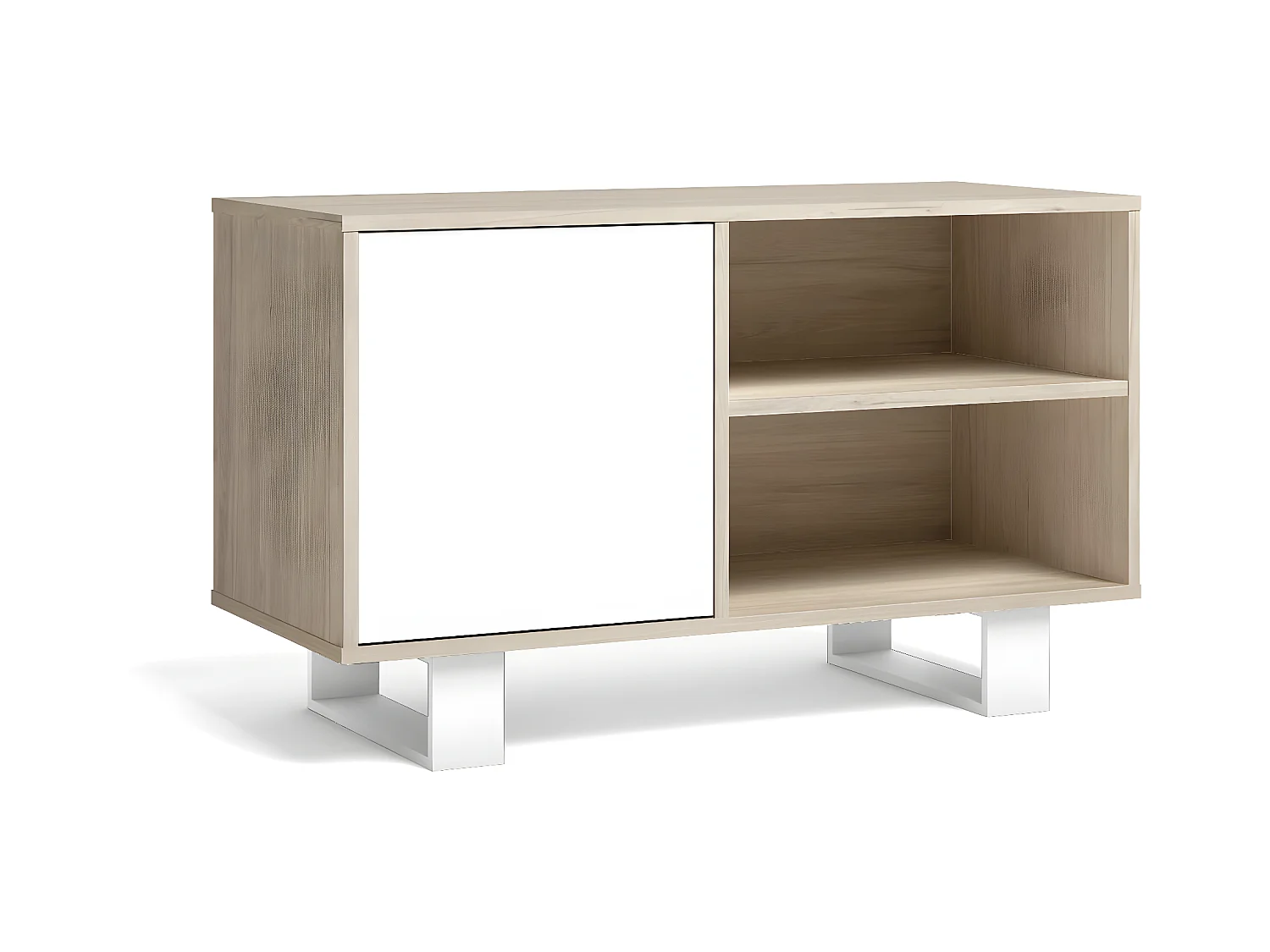 Meuble TV modèle 95x40x57cm WIND, couleur structure chêne, couleur porte Blanc