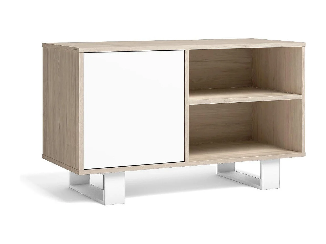 Televisiemeubels, Windmodel, 95x40x57cm, Eetkamer, Eik en wit, Moderne stijl