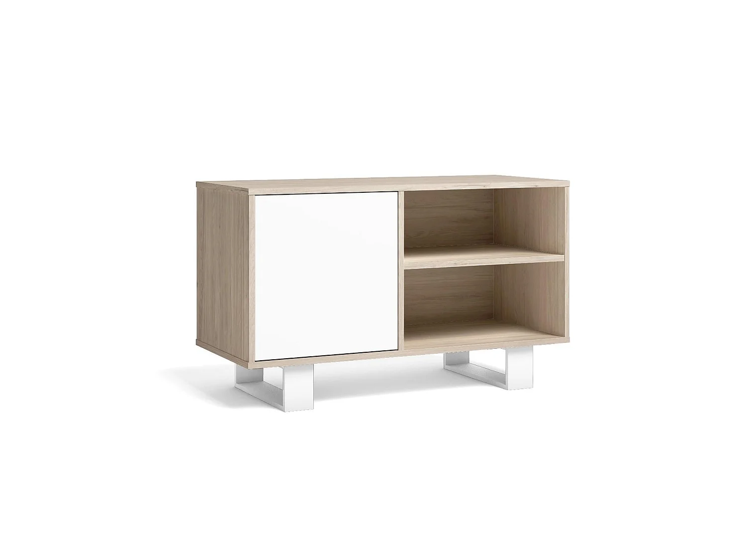 Televisiemeubels, Windmodel, 95x40x57cm, Eetkamer, Eik en wit, Moderne stijl