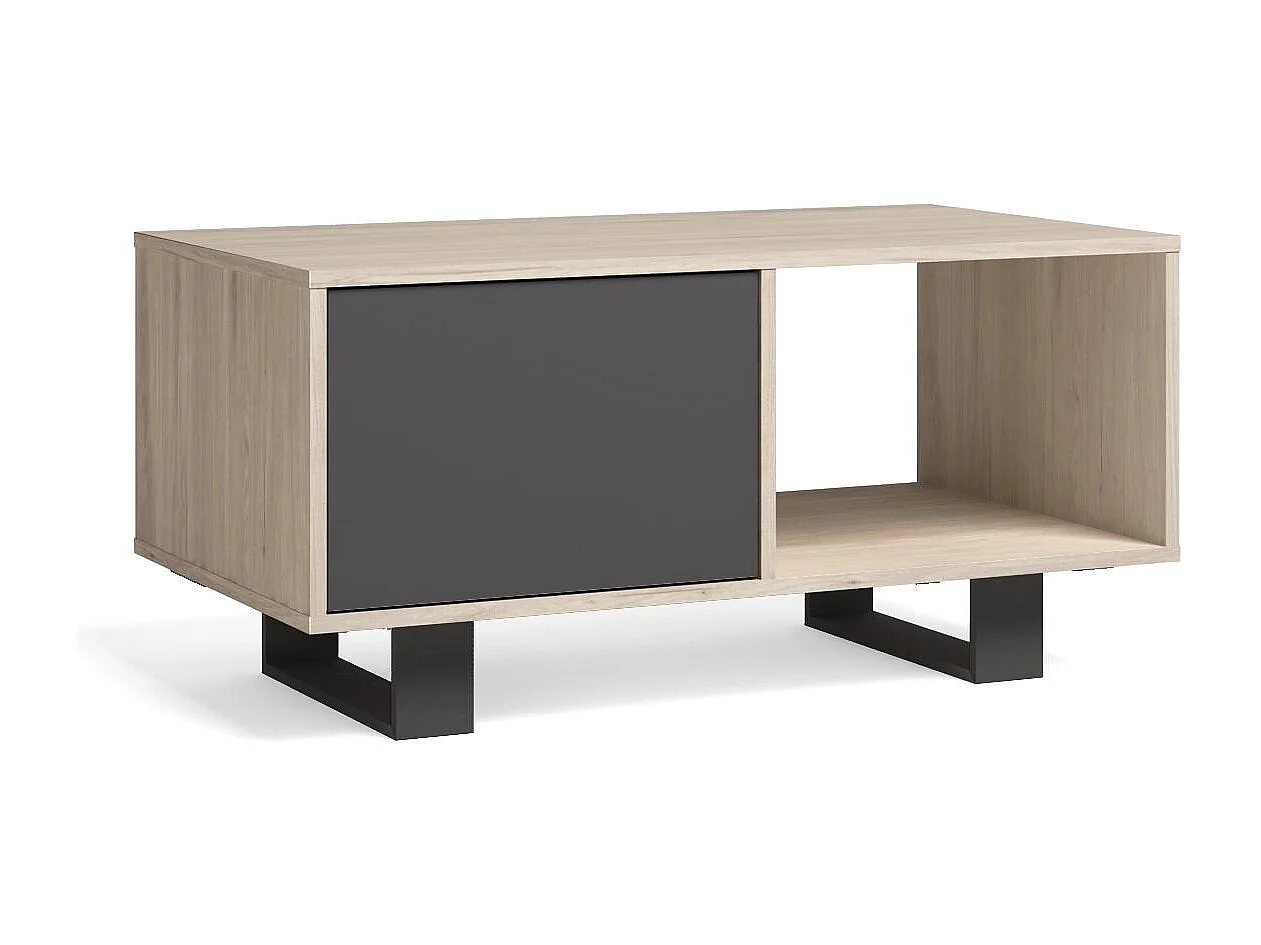 Tavolino con porte, sala da pranzo, modello WIND, Rovere e Grigio Antracite, 92x50x45cm.