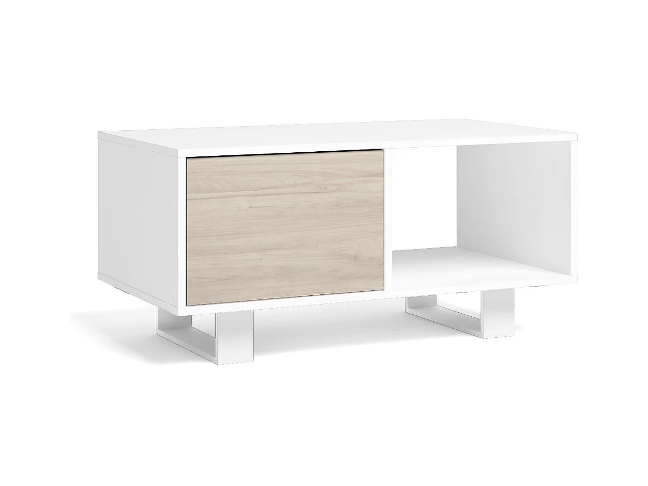 middentafel met Puerta, Windmodel, 92x50x45cm, Eetkamer, Wit en eiken, Noordse stijl