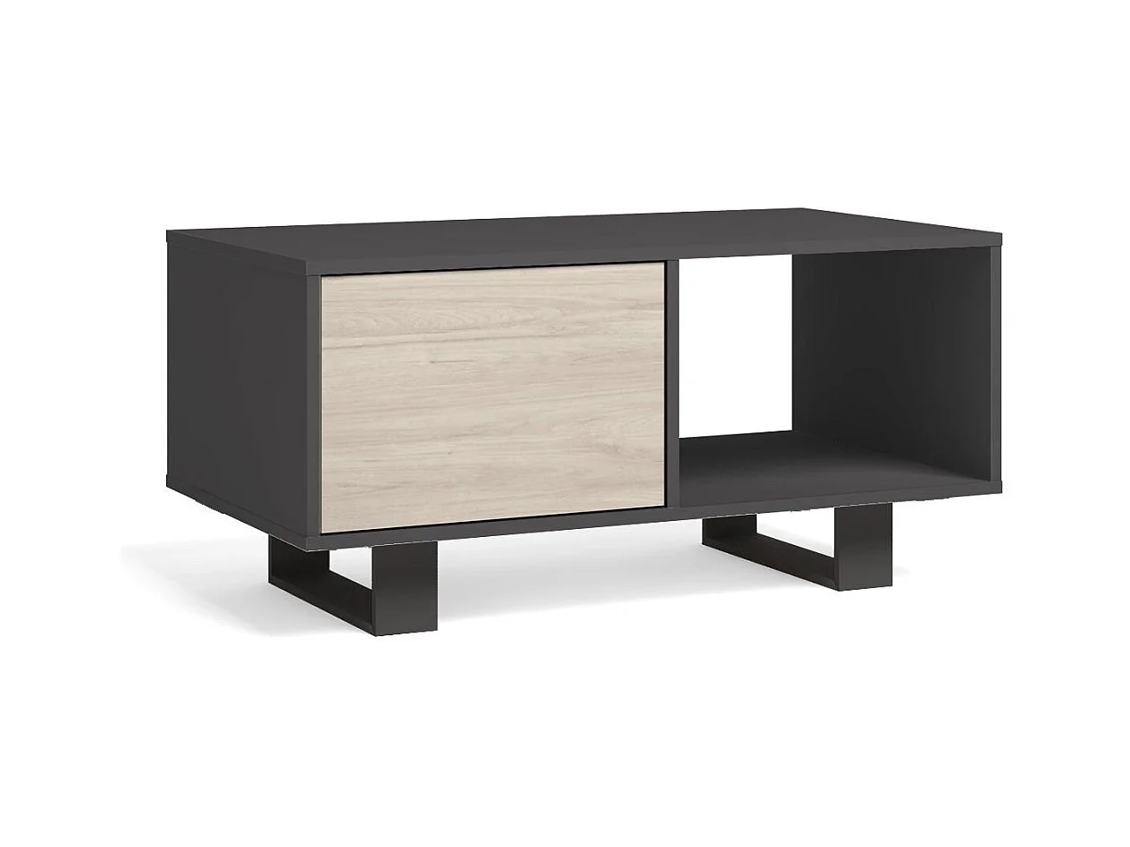 middentafel met Puerta, Windmodel, 92x50x45cm, Eetkamer, Grijs en eiken, Noordse stijl