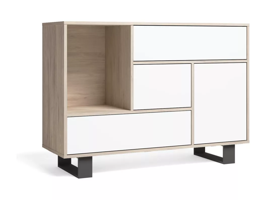 Kauf Unique Wohnzimmer Sideboard, Sideboard WIND 1 Tür, 3 Schubladen, Eiche/Weiß