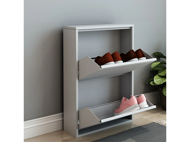 Meuble à chaussures Sokndal à 2 tiroirs inclinables blanc [en.casa]