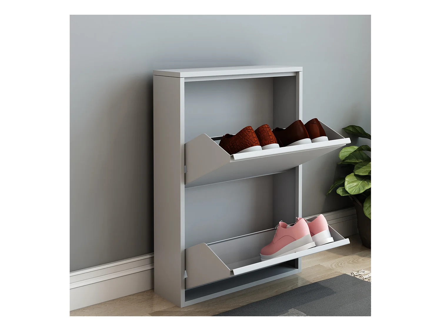 Meuble à chaussures Sokndal à 2 tiroirs inclinables blanc [en.casa]