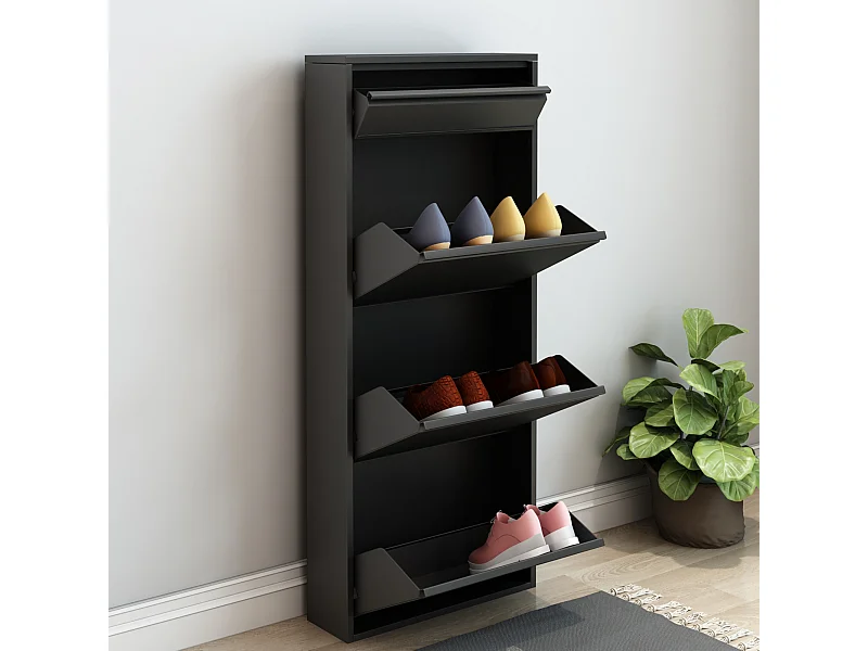 Meuble à chaussures Sokndal à 4 tiroirs inclinables noir [en.casa]