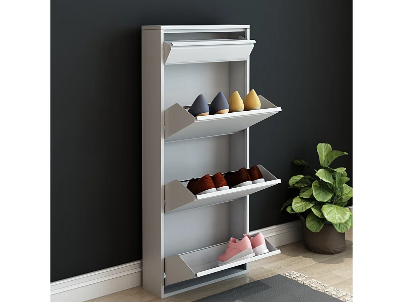 Meuble à chaussures Sokndal à 4 tiroirs inclinables blanc [en.casa]