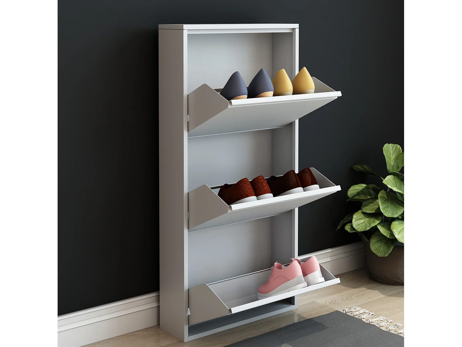 Meuble à chaussures Sokndal à 3 tiroirs inclinables blanc[en.casa]