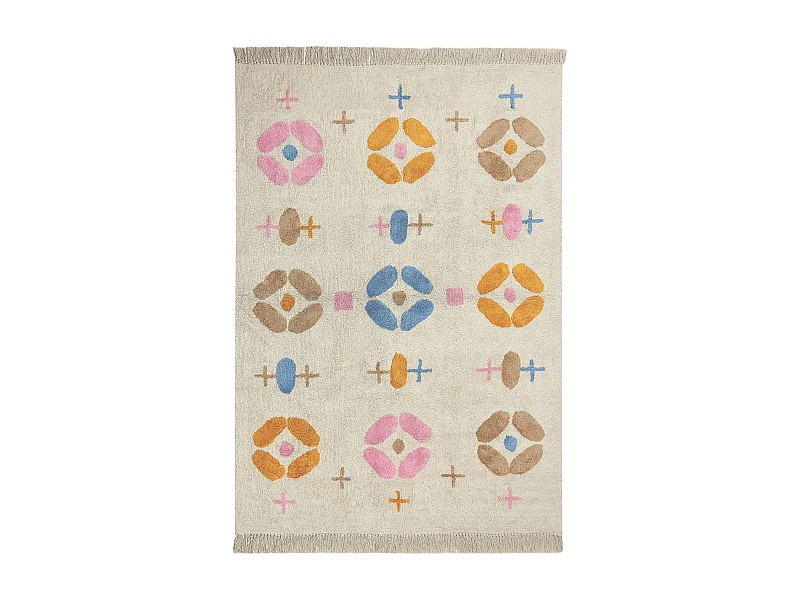 Teppich Baumwolle mehrfarbig 160 x 230 cm geometrisches Muster Kurzflor DARAN