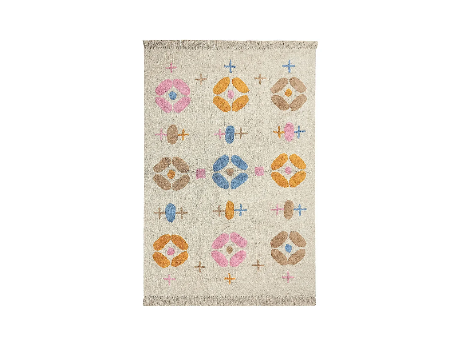 Tappeto per bambini cotone beige chiaro e multicolore 160 x 230 cm DARAN