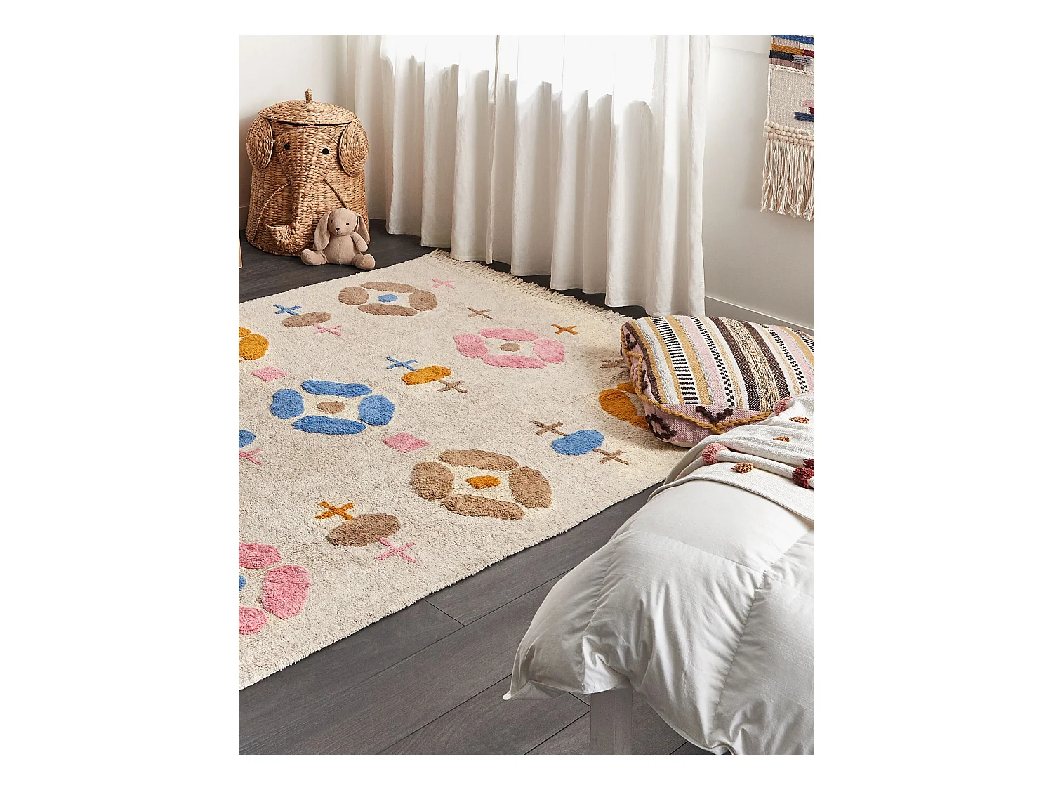 Tappeto per bambini cotone beige chiaro e multicolore 160 x 230 cm DARAN