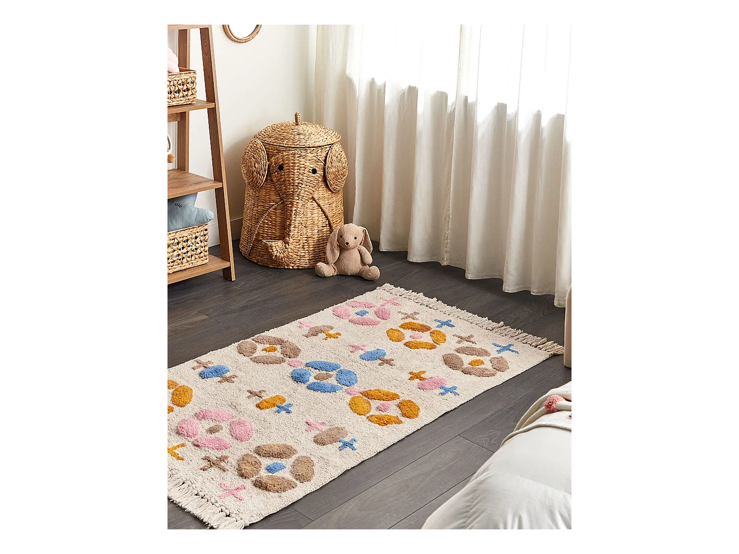 Tappeto per bambini cotone beige chiaro e multicolore 80 x 150 cm DARAN