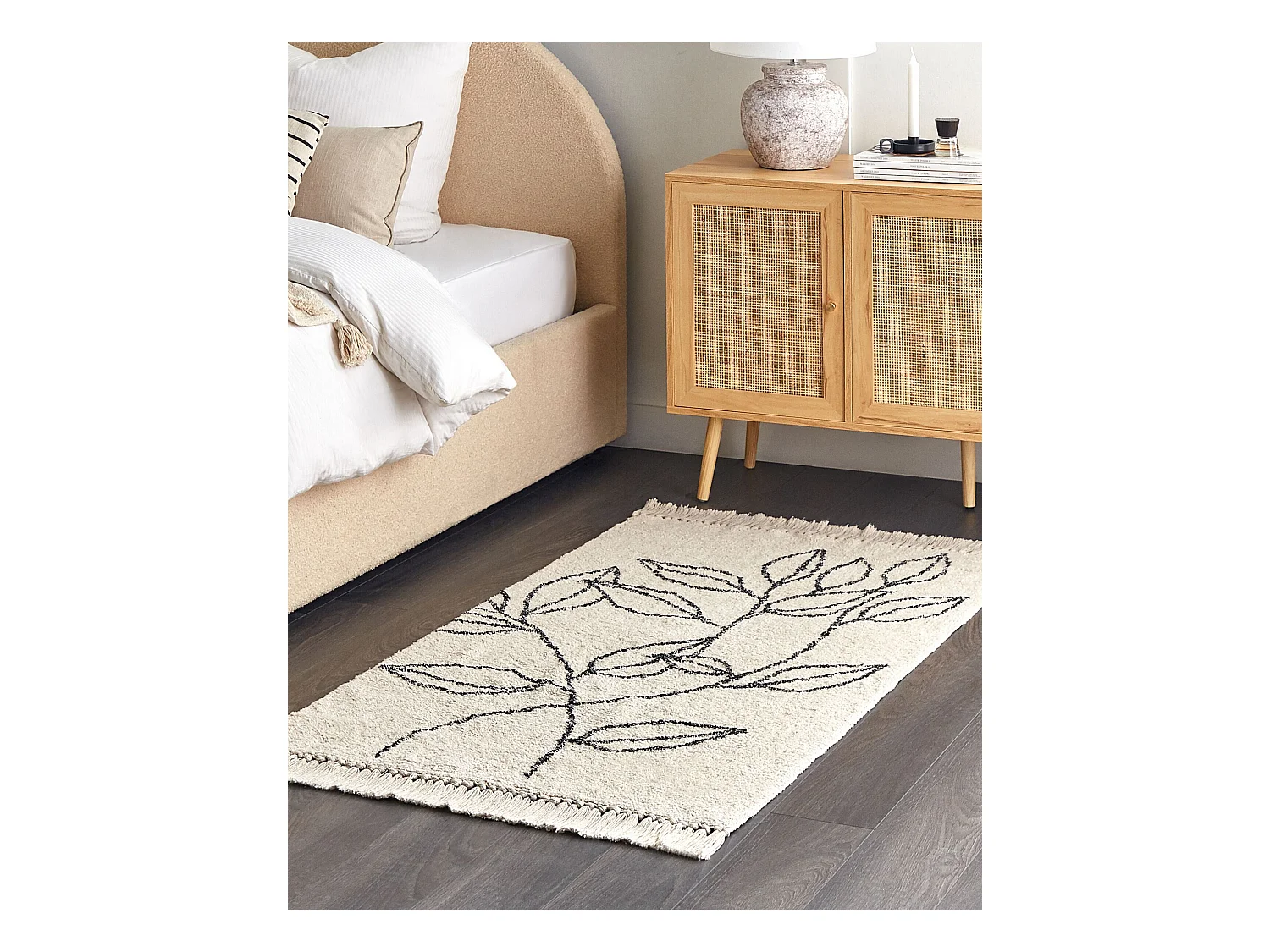 Vloerkleed katoen beige/zwart 80 x 150 cm SAZLI