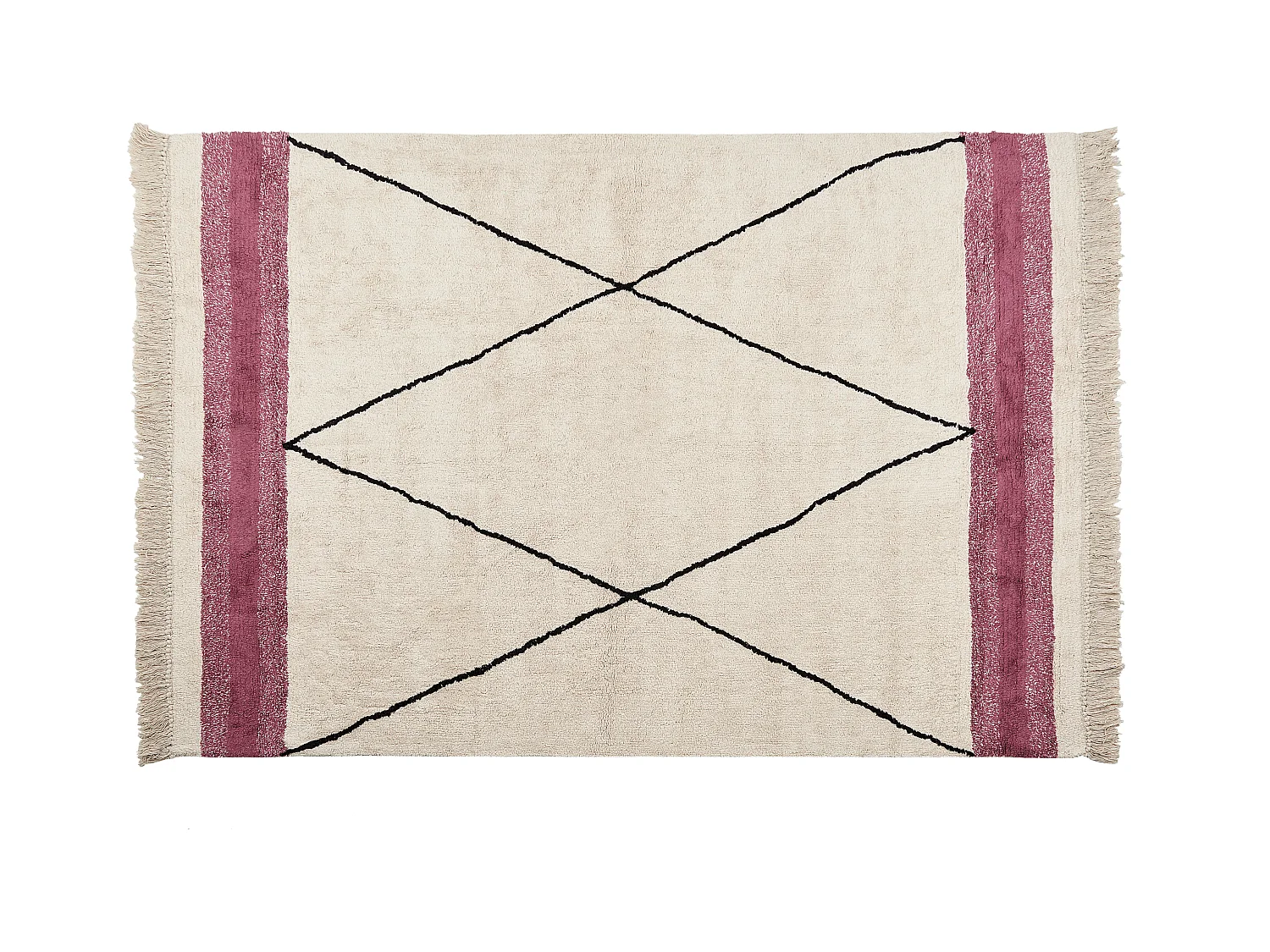 Tappeto cotone beige chiaro e rosa 140 x 200 cm AFSAR