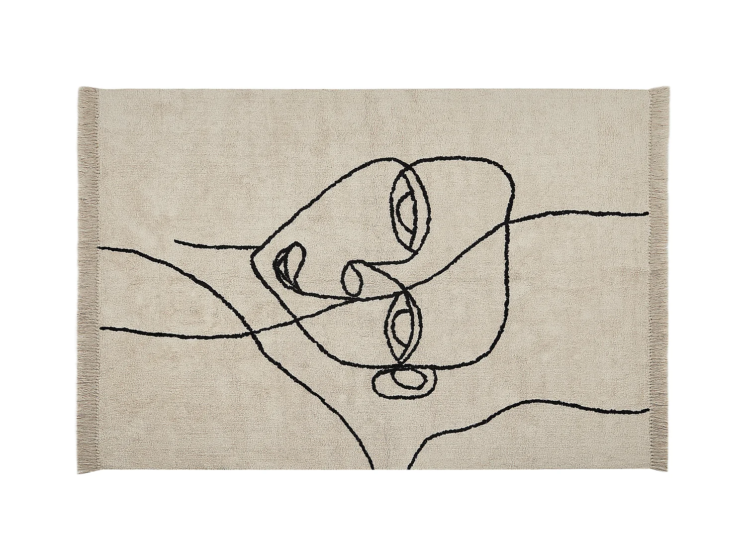 Vloerkleed katoen beige/zwart 140 x 200 cm NURU