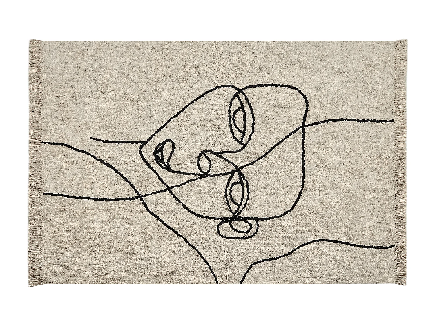 Vloerkleed katoen beige/zwart 140 x 200 cm NURU