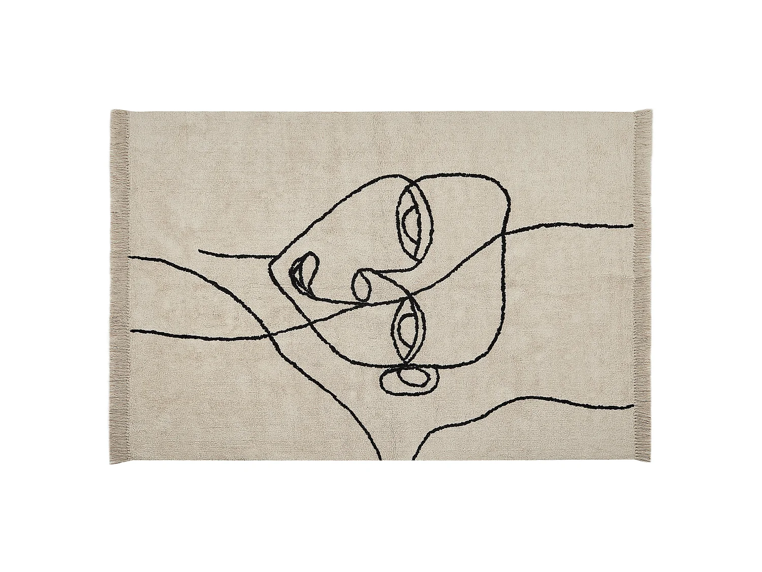 Tapis en coton beige et noir 140 x 200 cm NURU