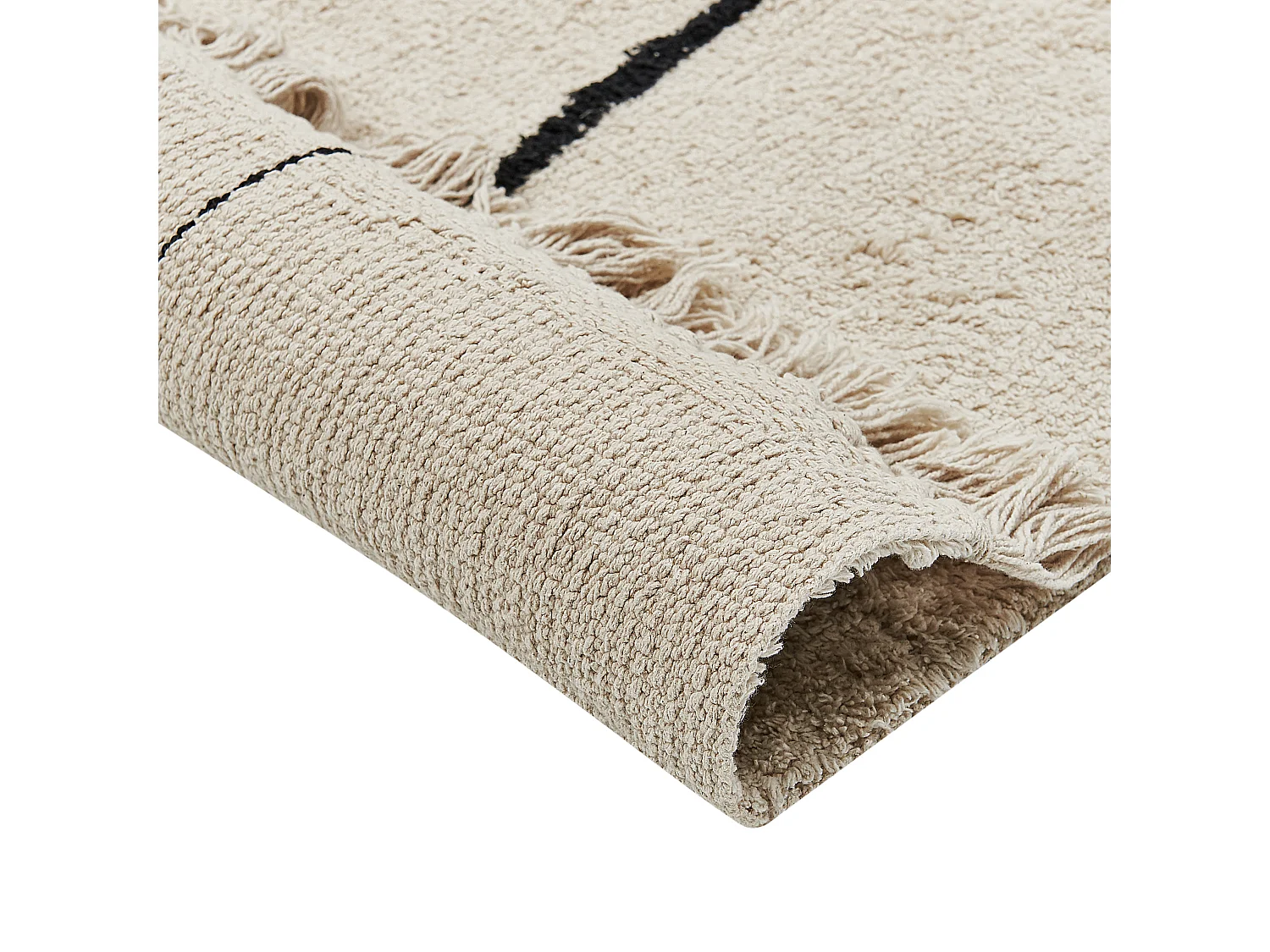 Tapis en coton beige et noir 140 x 200 cm NURU