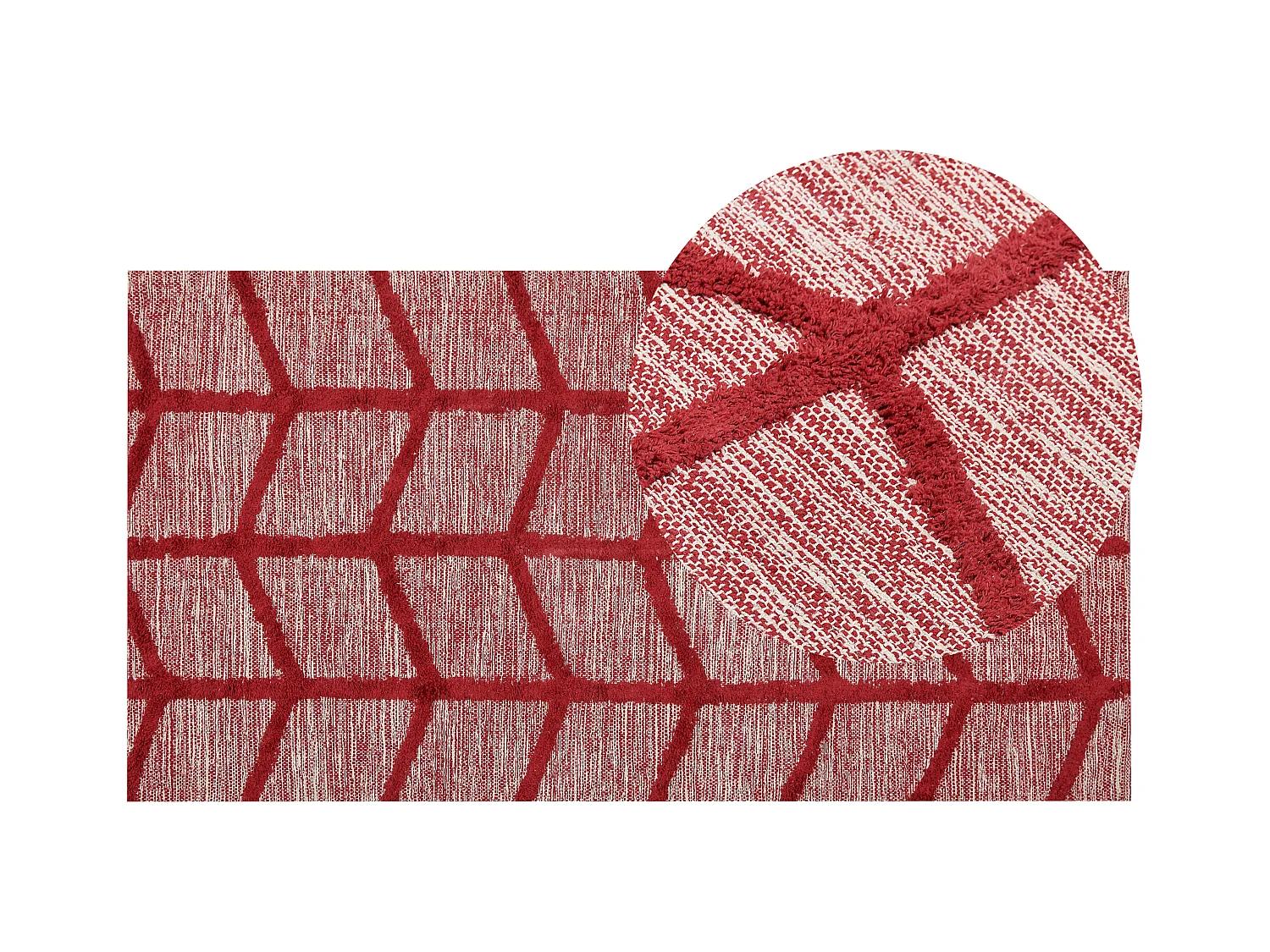 Teppich Baumwolle geometrisches Muster rot 80 x 150 cm rechteckig Boho Sivas