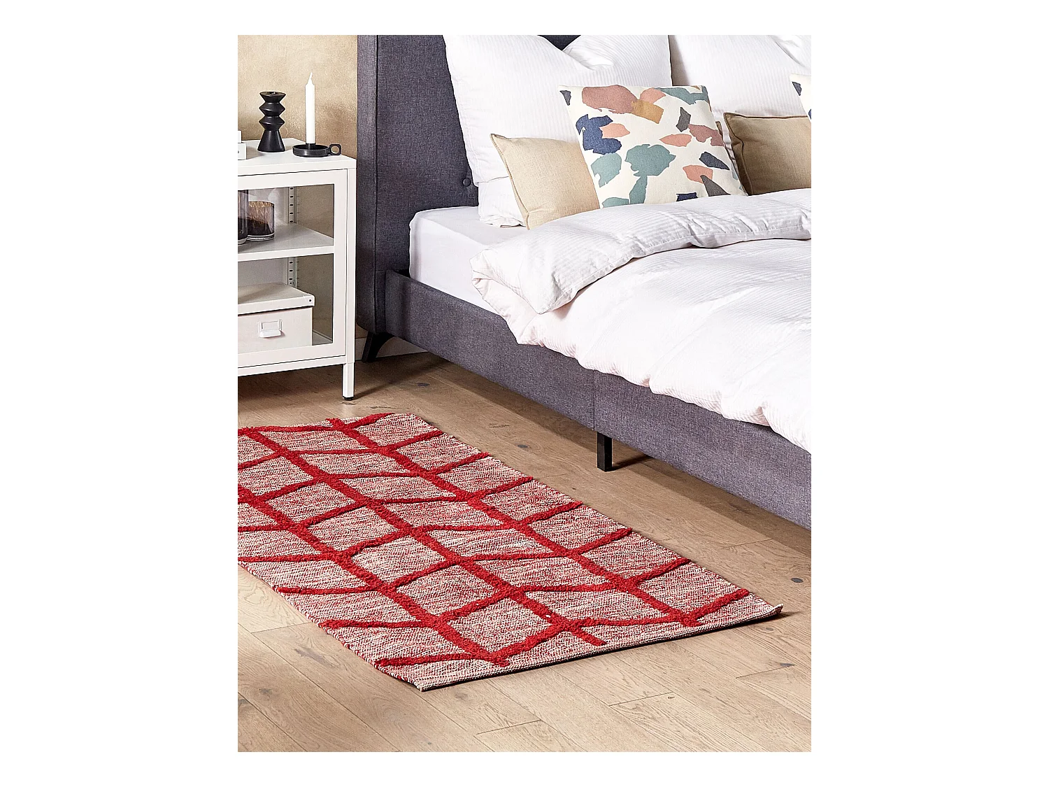 Teppich Baumwolle geometrisches Muster rot 80 x 150 cm rechteckig Boho Sivas