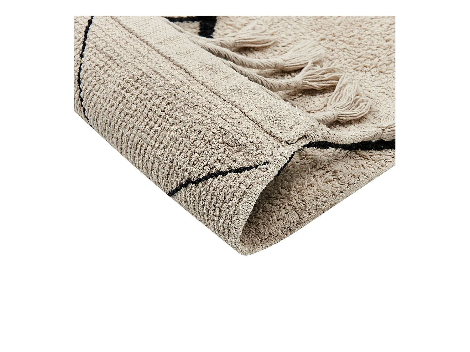 Alfombra de algodón beige claro/negro 160 x 230 cm ERLER