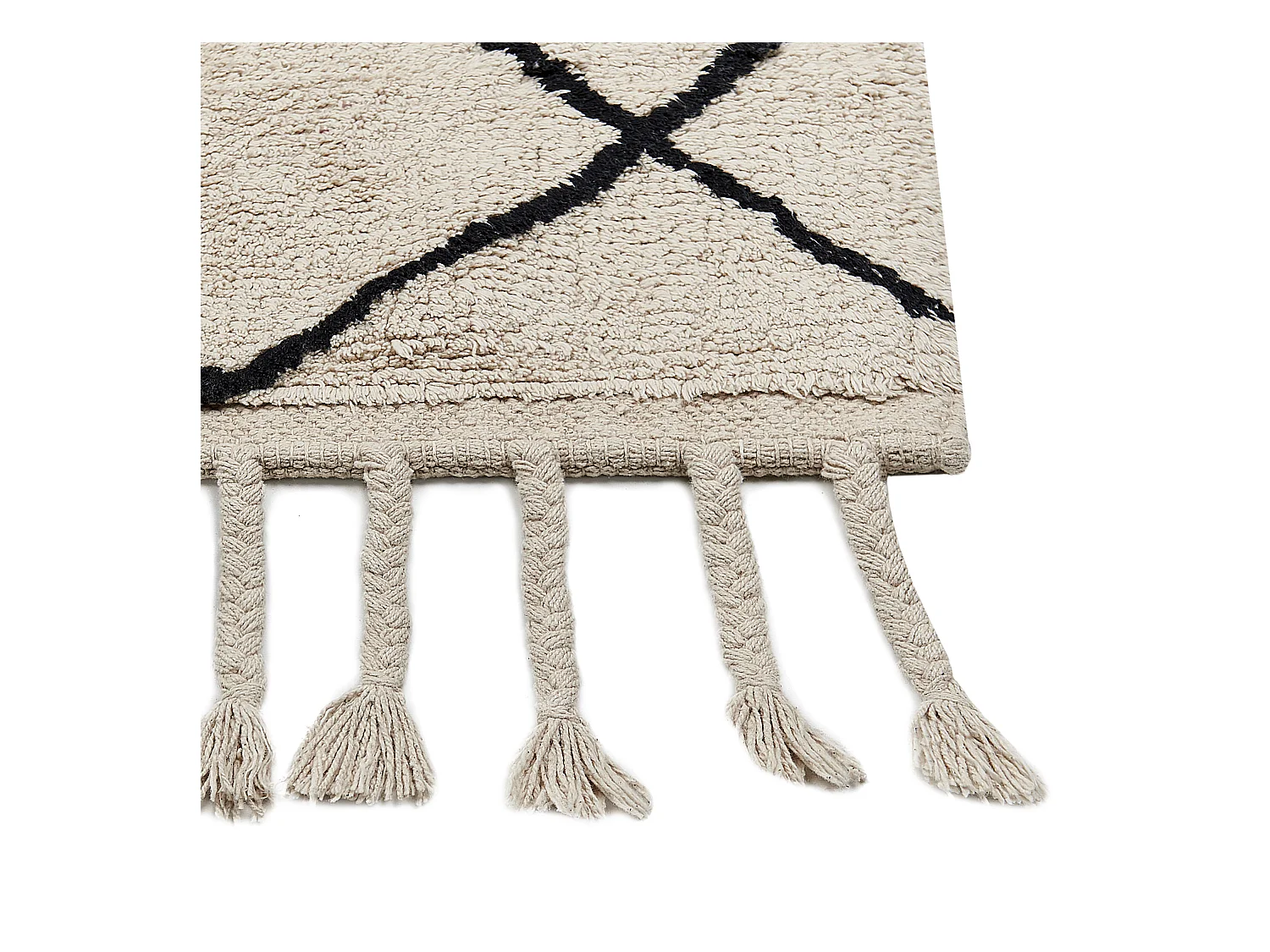 Alfombra de algodón beige claro/negro 160 x 230 cm ERLER