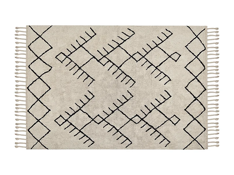 Alfombra de algodón beige claro/negro 160 x 230 cm ERLER